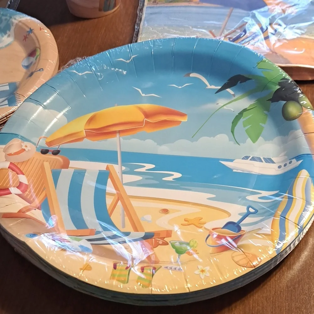 Beach Party Tableware Set - Blue and Multicolor
